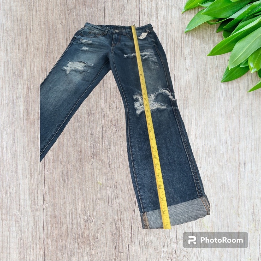 NWT Aeropostale Blue Distressed Boyfriend Jeans Sz 00 (27”ins) - Picture 4 of 6